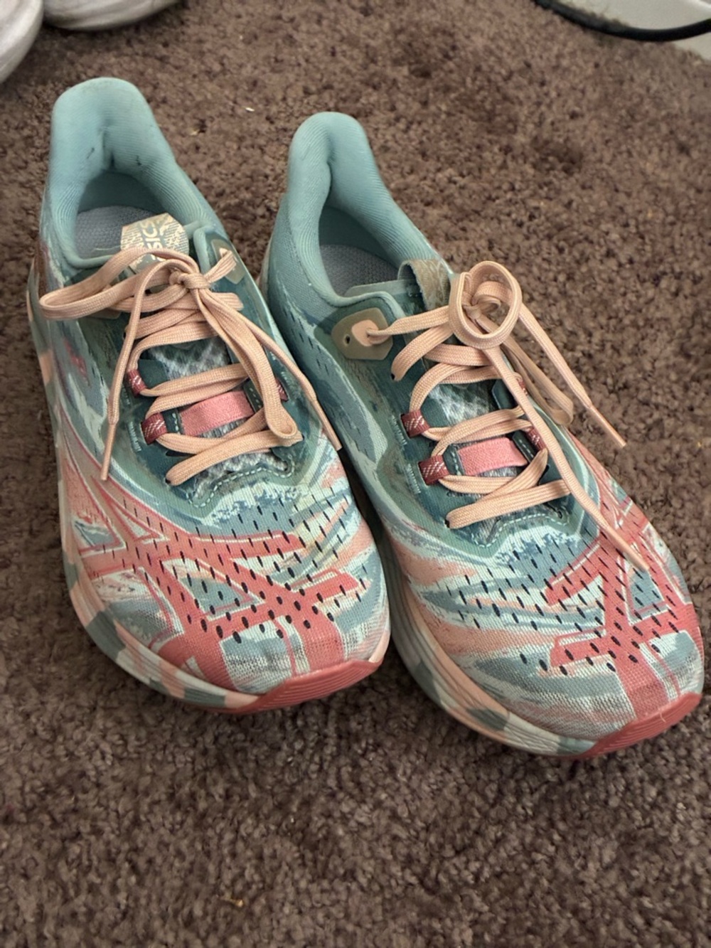ASICS Women's Coral & Teal Patterned Running Shoes Noosa Tri 15